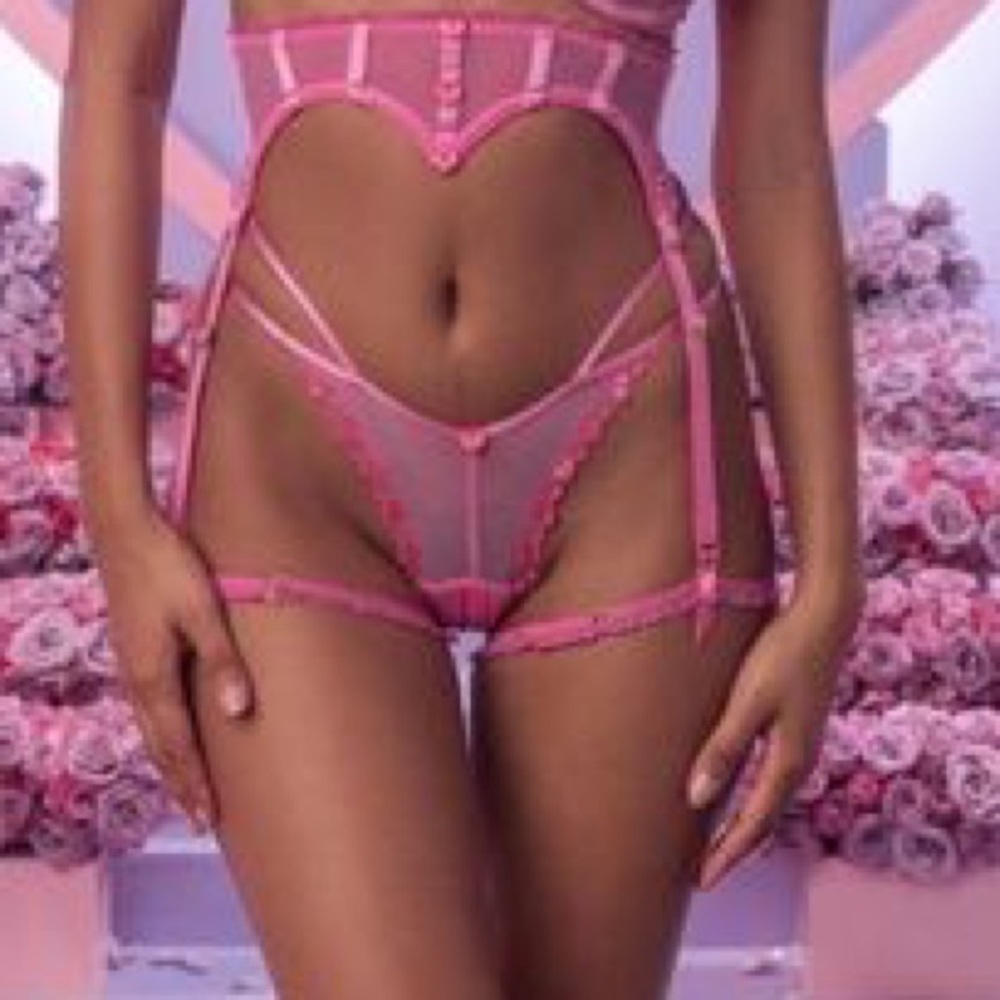 Marilyn garter and thong in pink